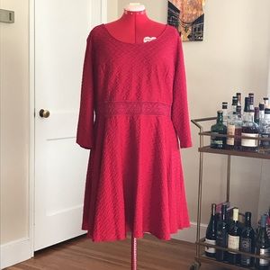 Red fit & flare with decorative waistband